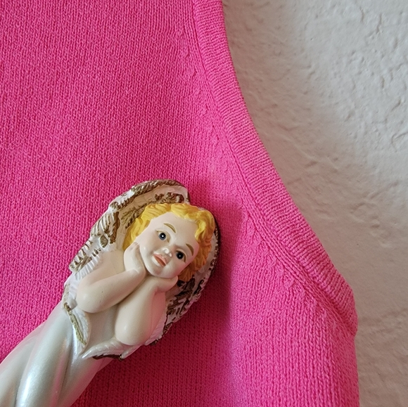 Vintage Hot Pink Y2K 90s Grommet Belt Bimbo Scence Clubbing Mcbling Tank Top M - Picture 8 of 16